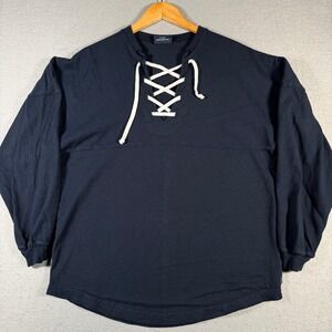 Nashville Spirit Jersey Lace Up Long Sleeve Shirt Men's Size S Navy Blue Cotton